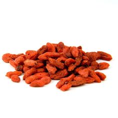 dried goji berries on a white background