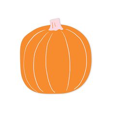 an orange pumpkin cut out on a white background with the outline drawn in to it