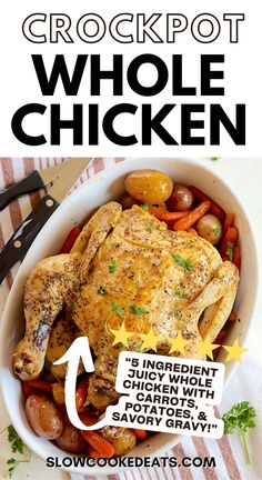 the recipe for crockpot whole chicken is shown