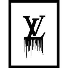 a black and white logo with the letter v dripping from it's bottom corner