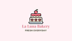 a logo for a bakery called la luna bakery fresh every day with an apple on top