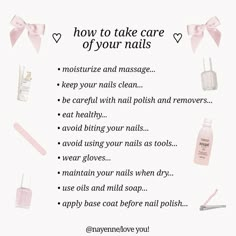 How To Take Care Of Ur Nails, Nail Glow Up, K Beauty Tips, Croquette Nails Aesthetic, Nail Care Aesthetic, Wonyoungism Tips, Aesthetic Selfcare, Coquette Nails, Tongue Health