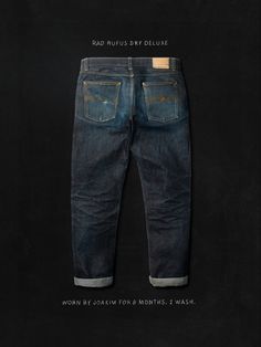 Regular fit jeans with a straight leg made from pure indigo-dyed denim woven by the almighty Japanese denim mill Kaihara, exclusively for Nudie Jeans. It’s a crispy heavy-hitter, tightly woven, and packed with starch weighing in at 16 oz..   We always recommend six months of daily wear for all dry denim. And with Dry Deluxe, we cannot stress this enough. This tightly woven, full-width, heavyweight twill is packed with starch. Washing them too early causes unwanted, sharp contrasting wear marks a Men’s Denim, Nudie Jeans Outfit Men, Japanese Jeans, Selvage Denim Jeans, Mens Rugged, Men's Denim Style, Jeans Outfit Men, Dyed Denim, Selvage Denim