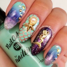 Nail Art Decoration - Mermaid Mermaid Nail Art, Nail Swag, Nail Charms, Beautiful Nail Art, Creative Nails