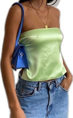 Strapless Tank Top, Tops Off Shoulder, Green Y2k, Crop Top Women, Model Show, Y2k Summer, Top Women, Off Shoulder, Crop Top