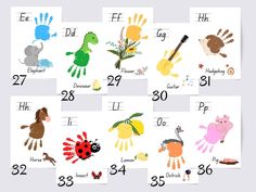 the numbers are arranged in different colors and sizes for each child's handprint