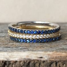 Sapphire Diamonds  Wedding Ring Set, Unique Diamond Ring, Right Hand rings, Sapphire engagement  band, Blue Sapphire diamond Rings by GuyGrossJewelry Sapphire Diamond Rings, Unique Diamond Ring, Stacked Diamond Bands, Rings Sapphire, Blue Sapphire Diamond Ring, Eternity Wedding Ring, Hand Rings, Diamond Wedding Rings Sets, Sapphire Band