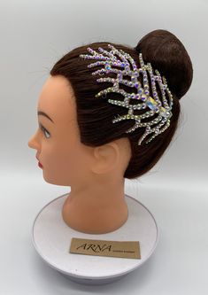 "All hairpieces come in a variety of sizes and designs. Perfect finishing touch to your hairstyle. Hairpiece design for ballroom or latin dance, but also can be used for others occasions and different hairstyles, gymnastics, belly dance, broadway , theater,ice skating , roller skating  All hairpieces has special loops for simple apply to your hair with pins. If you prefer no loops, just leave message with your order \" No Metal Loops\". Rhinestones was glued on top of felt, this make piece stronger and keep using for long time.  Please feel free to contact me for custom order or any changes in design." Hairstyles Gymnastics, Figure Skating Hair, Hair With Pins, Rhinestone Hairpiece, Skating Roller, Dance Hair, Hair Garland, Crown Crystal, Rhinestone Headpiece