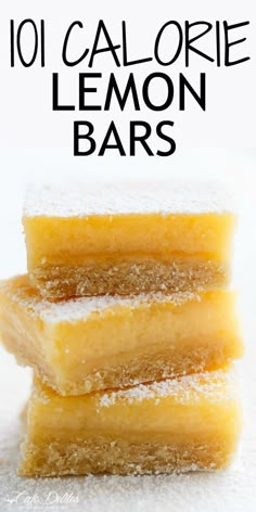 lemon bars stacked on top of each other with the words 101 calorie lemon bars