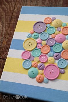 a close up of buttons on a canvas