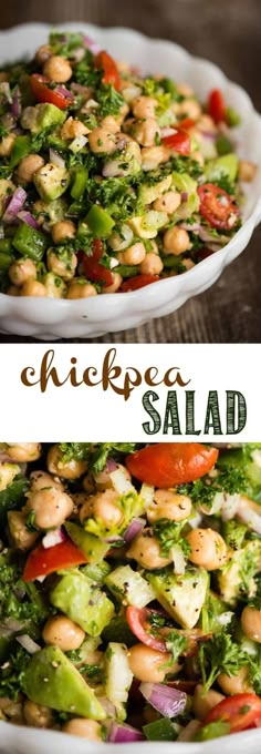 this chickpea salad is loaded with lots of vegetables