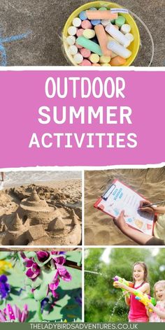 photos of summer activities like sandcastles, pavement chalk Summer Learning Activities, Free Summer Activities, Activities Outdoor, Outdoor Summer Activities, Baby Activity, Playing Outside, Fun Summer Activities, Education Activities