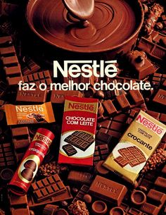 an advertisement for nestle with chocolate and nuts