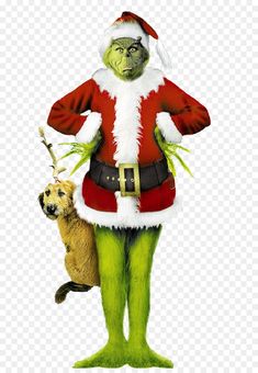 an image of the grin costume and his dog on christmas day, hd png