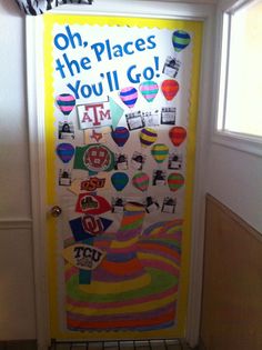 a door decorated with many different types of stickers