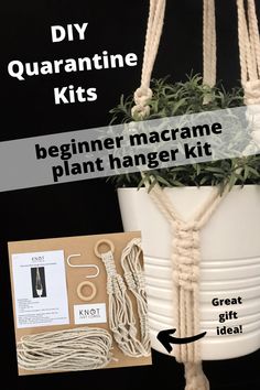 an image of a macrame plant hanger kit with instructions on how to make it