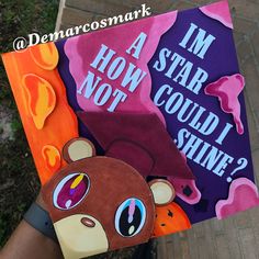 someone holding up a book with an image of a teddy bear on it and the words i'm star, how could i shine?