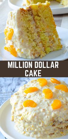 two pictures showing different types of cake on plates with the words, million dollar cake