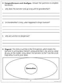 a worksheet for reading the text