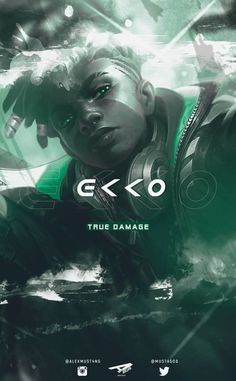 the poster for g k o's true damage, which features a man with green eyes