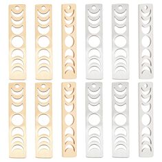 PRICES MAY VARY. 2 Colors: These moon phase charms are with 2 different colors, golden and stainless steel color, it is much unique when they are used as a charm in jewelry making. You will receive 12pcs rectangle moon bar pendant, 6pcs per color. Proper Size: The long phase pendant are especially unique and playful, each one is about 35mm long, 8mm wide, 1mm thick, hole: 1.8mm. Small but delicate for jewelry making. Reliable Material: Due to its strength and versatility, the stainless steel mat Bar Pendants, Necklace Charms, Jewelry Making Charms, Bar Pendant, Moon Charm, Gifts For Your Girlfriend, Stainless Steel Pendant, Color Dorado, Moon Necklace