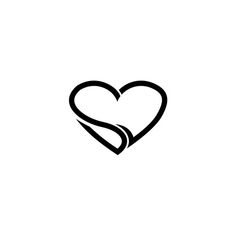 a black and white heart with the letter s in it's center on a white background