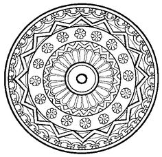 a black and white circular design with flowers