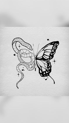 a black and white drawing of a butterfly