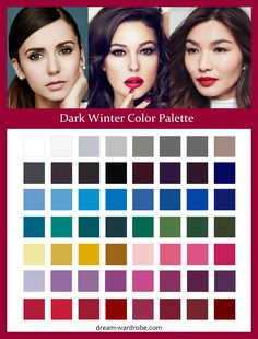 Dark Winter Color Palette and Wardrobe Guide – Dream Wardrobe Catherine Zeta-jones, Winter Skin Tone, Winter Colour Palette, True Winter Color Palette, Cool Winter Color Palette