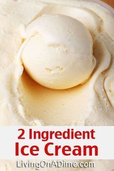 two ingredient ice cream in a blender with text overlay that reads, 2 ingredient ice cream