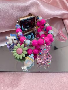 Please choose watch size Apple watch charms bands is so fun and cute stand out with the best Trendy Multicolor Jewelry With Removable Charms, Casual Multicolor Apple Watch Band As Gift, Novelty Pink Beaded Jewelry, Pink Beaded Novelty Jewelry, Pink Novelty Beaded Jewelry, Novelty Pink Jewelry With Round Beads, Trendy Beaded Apple Watch Band, Trendy Beaded Apple Watch Band As Fashion Accessory, Pink Charms Bracelets Novelty Style