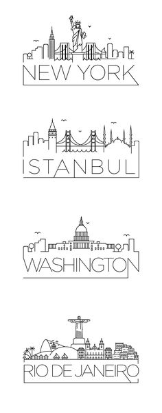 three different cities are shown in black and white, with the words new york on them