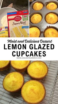 This Lemon Glazed Cupcakes is lightly sweet with a tiny bit of tang. These lemon glazed cupcakes are a long time family favorite. The recipe makes a very moist, delicious, and lightly sweet dessert. Glazed Cupcakes, Large Cupcake, Lemon Cake Mixes, Cupcakes Recipe, Cupcake Pan, Lemon Desserts, Betty Crocker, Lemon Cake