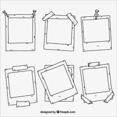 four frames with blank paper attached to them