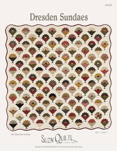 a quilt pattern with hearts on it and the words, dressen sundaes