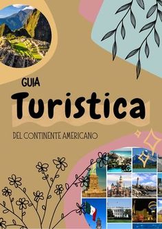 the cover of a book with pictures of different countries in spanish and english, including mountains