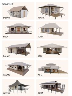 the different types of tents are shown in this diagram, and each tent has its own roof