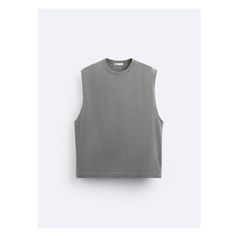 Full cut sleeveless shirt with round neckline. Casual Sleeveless T-shirt For Layering, Gray Crew Neck Tank Top For Summer, Gray Crew Neck Casual Tank Top, Gray Crew Neck Tank Top, Gray Crew Neck Tank Top Casual, Gray Tank Top For Layering, Gray Vest Tops With Crew Neck, Casual Gray Sleeveless Muscle Tee, Casual Gray Tank Muscle Tee