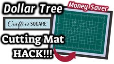 dollar tree cutting mat hack with money saver in the background and an arrow pointing to it