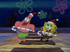 spongebob and patrick star in the spongebob christmas special, which is being watched by other cartoon characters