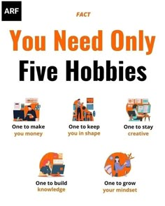 a poster with the words you need only five hobbies