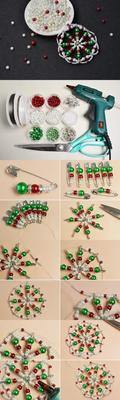 the instructions for making beaded christmas tree ornaments