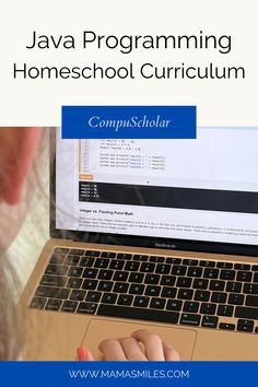 a person typing on a laptop with the text programming for homeschool curriculum written below