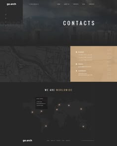 an image of the website design for contact, which is designed to look like a dark city