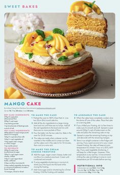 the recipe for mango cake is shown in this magazine