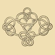 an image of a celtic knot in the shape of a heart on a beige background