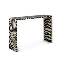 Alexandria 54 Modern Console Table with Zebra Bone Inlay - World Interiors Afrocentric Entryway, Modern House With Pops Of Color, Funky Console Table, Wood Centerpieces, Bone Inlay Furniture, Inlay Furniture, Wood Ladder, Deco Retro, Modern Console Tables