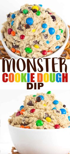 monster cookie dough dip in a white bowl