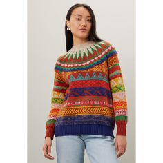 Multicolor jacquard knit (35% wool, 31% polyamide, 18% nylon, 16% acrylic). Sweater. Long sleeves. Mock neck. Pull on. 26.5" from shoulder to hemline. Imported. Acrylic Sweater, Rent The Runway, Closet Designs, Jacquard Knit, Oversized Sweater, Retro Vibe, Mock Neck, Long Sleeves, Wool