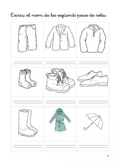 spanish worksheet with pictures of clothes and shoes